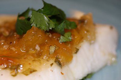Broiled Sea Bass with Pineapple-Chili Basil Glaze