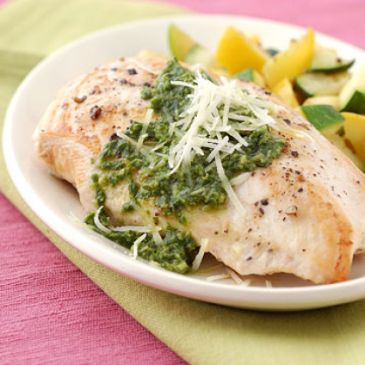 Pesto Chicken Breasts with Summer Squash