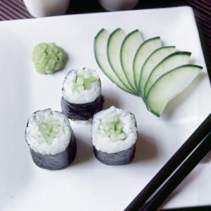 Cucumber Avocado Wasabi Sushi Roll