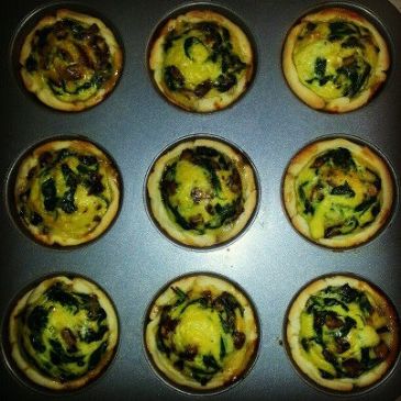 Spinach and Baby Bella Quiches