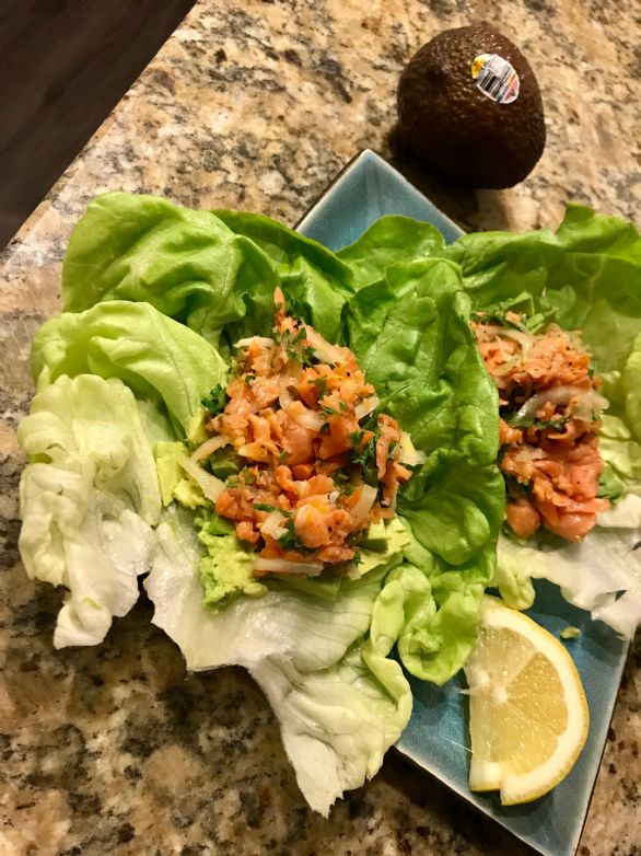 Smoked Salmon Salad lettuce Wraps