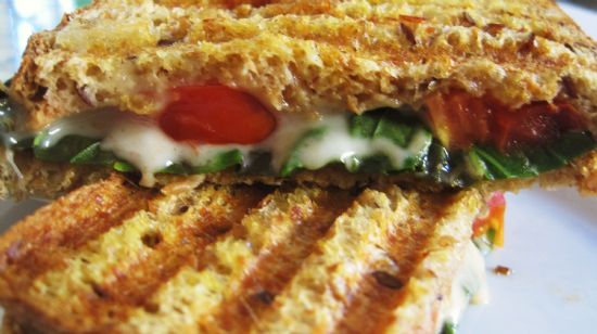 Tomato, Basil and Mozzarella Panini Sandwich