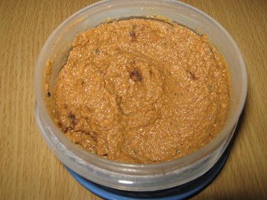 Brown chickpea hummus with peanut butter - Med style