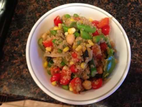 Quinoa Chick Pea and Asparagus stir fry