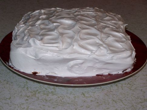 Small white cake with Fluffy White Frosting