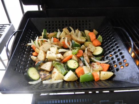 grilled potato veggie mix