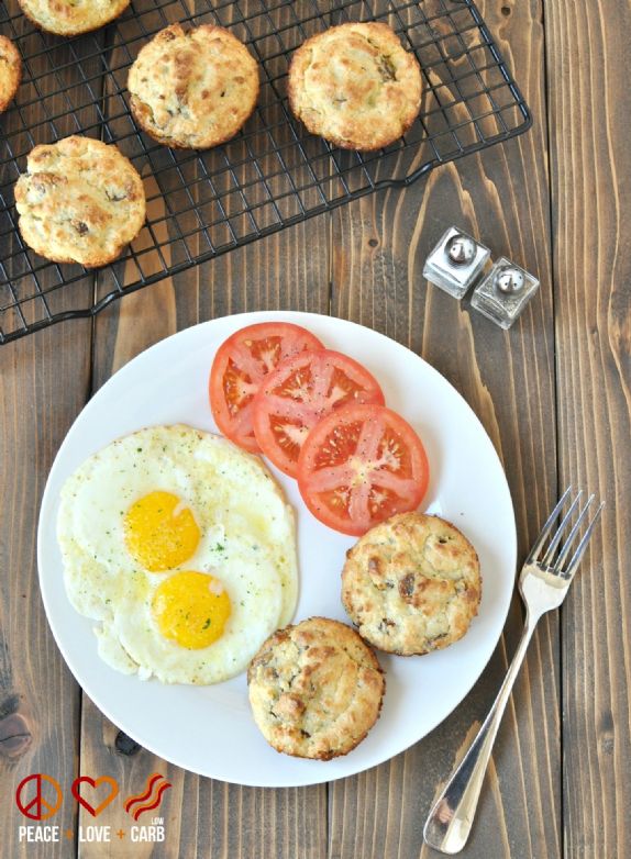 Breakfast biscuits - cheese and bacon crumbled low carb and gluten free biscuits