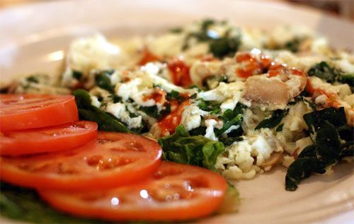 Tomato, Spinach and Feta Cheese Omelette