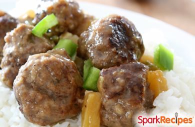 Sweet and Sour Meatballs Over Rice