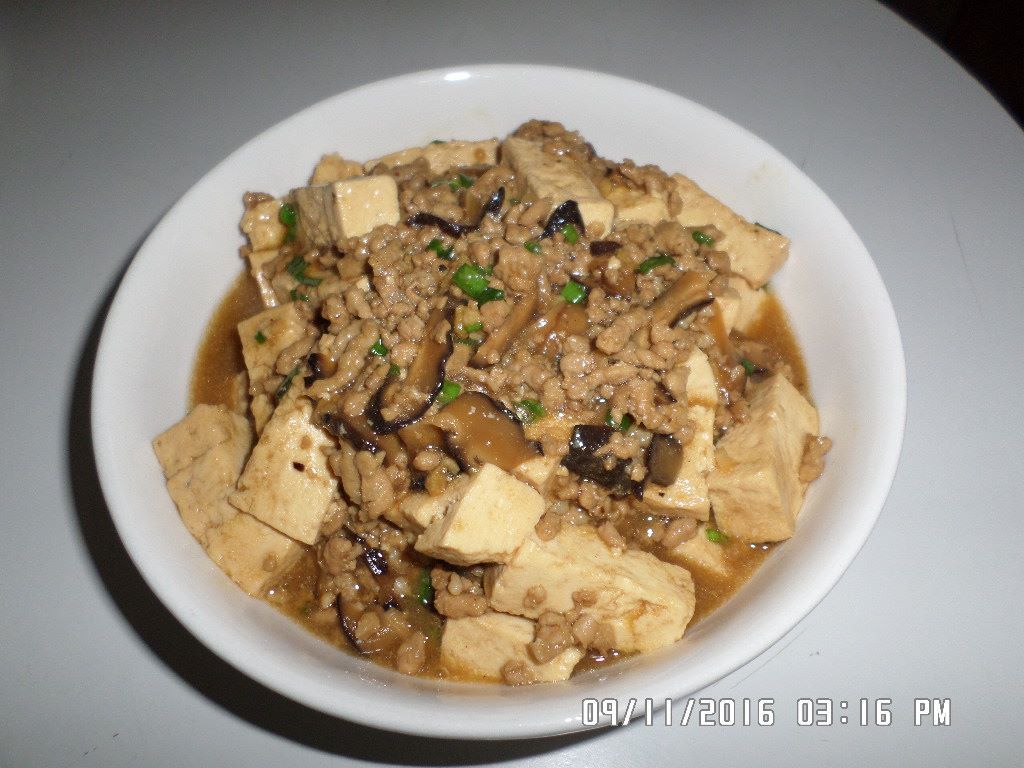Braised Firm Tofu with Mushrooms