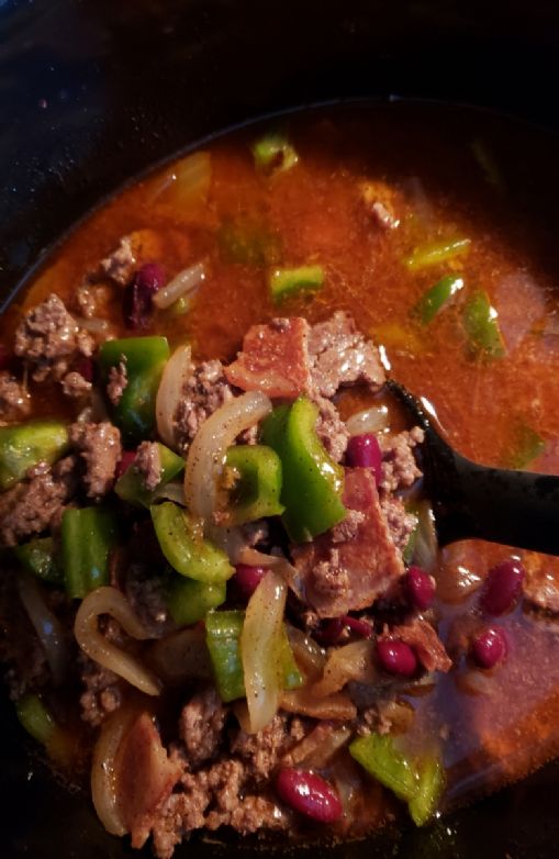 Chili soup with bacon