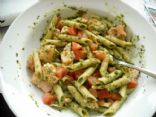 Pasta Tossed With a Spinach Basil Sauce and Salmon