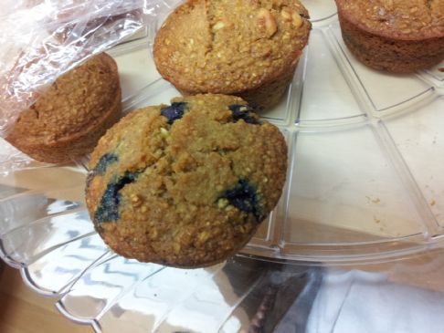 Oatmeal Blueberry Bran Muffins made with no oil/butter/dairy