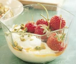 Strawberries with Yogurt and Pistachios