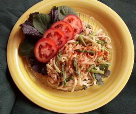 One Pot Linguine with Turkey and Asparagus