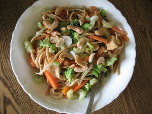 Chicken Noodle Salad with Peanut Dressing