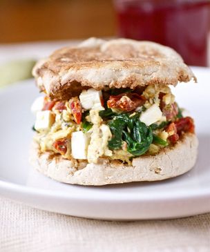 Spinach, Feta and tomato Egg Sandwiches