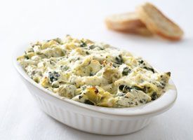 Low(er) Fat Spinach Dip with Artichokes