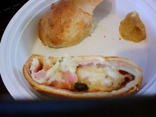 Ham, cheese and olive Stromboli