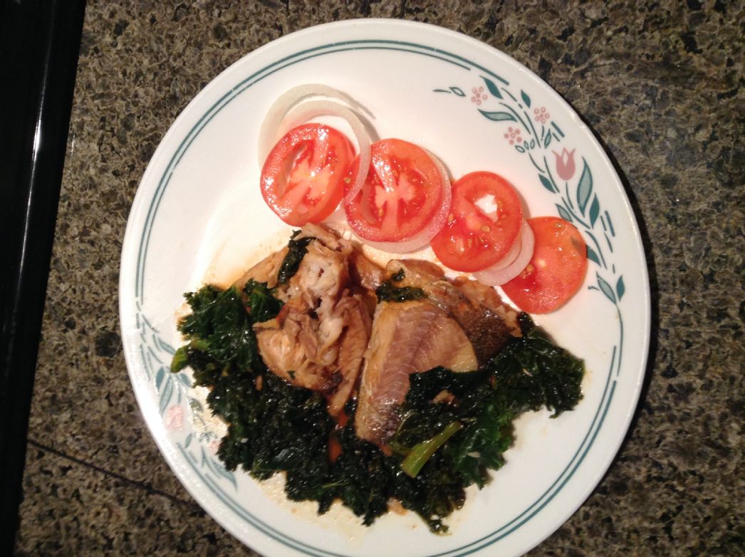 Asian style Whiting fish with Kale
