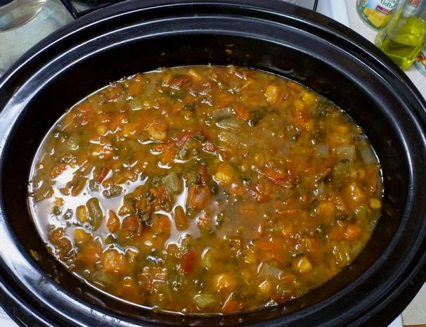 French Lentil, Yam and Vegetable Soup in Crockpot/Slow Cooker