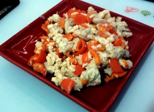 Egg White Scramble - Chicken Breast and Bell Pepper
