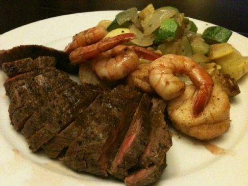 Tri Tip Surf and Turf with Savory Vegetables and Pan Sauce