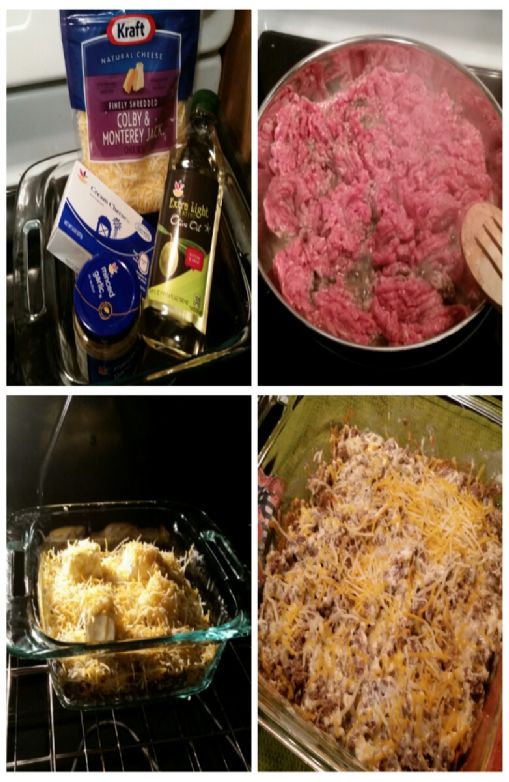 Beef, cream cheese and shredded cheese