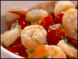 Shrimp and Tomatoes, in garlic herb wine sauce