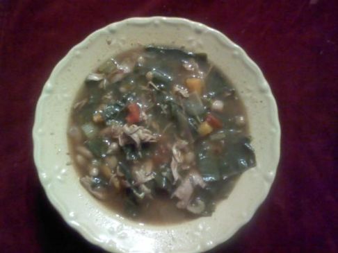 Chicken, Bean, Brussel leaf soup