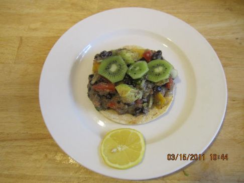 Black Bean, Amaranth, Avocado, Mango Salad Tostada