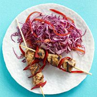 Beef Kebabs and Tangy Slaw