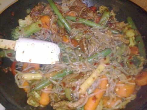 Gerri's Asian Spicy Beef and Noodle Stir Fry.