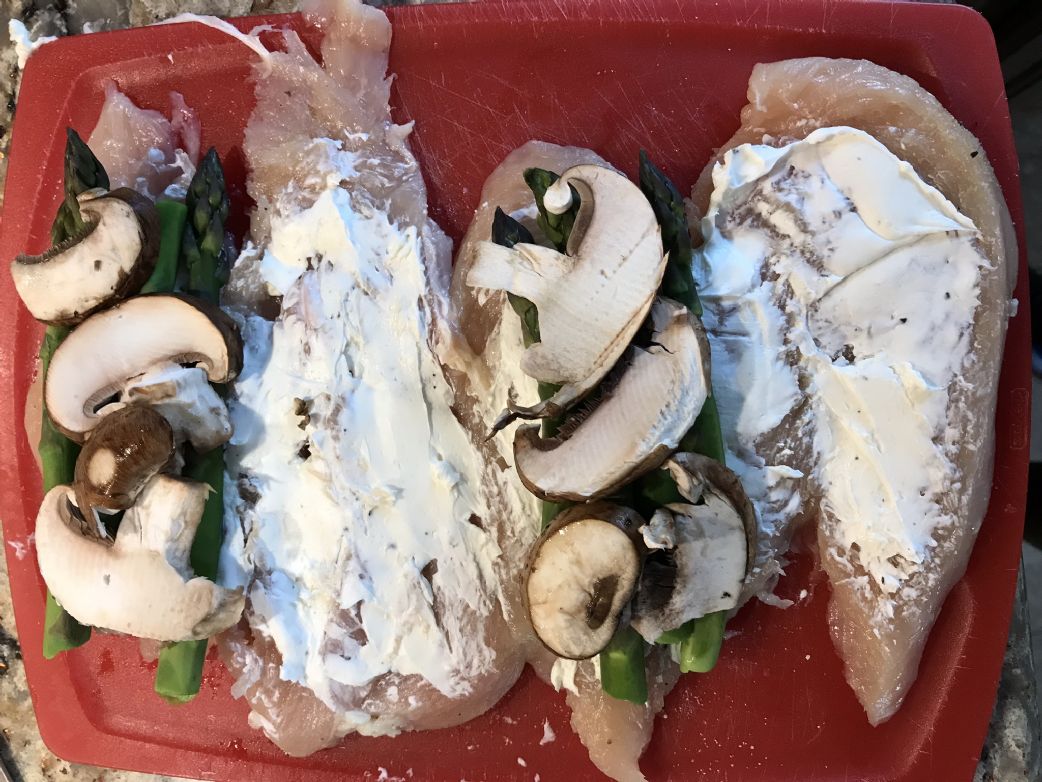 Asparagus and Mushroom Stuffed Chicken Breast