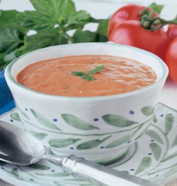Creamy Tomato Gorgonzola Soup with Fresh Basil