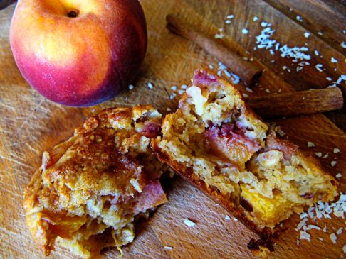 Peach Kissed Coconut Oatmeal Muffins