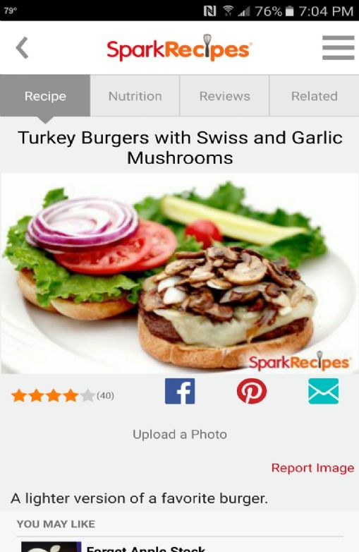 Turkey Burgers with Swiss and Garlic Mushrooms