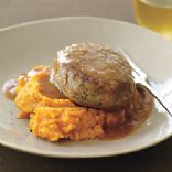 Turkey-Thyme Meatloaf Patties with Mashed Sweet Potatoes