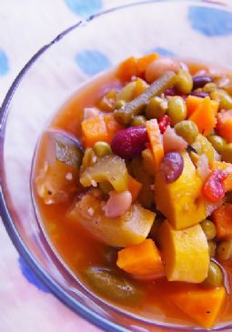 Minestrone Soup With Sweet Potato, Black Bean and Edamame