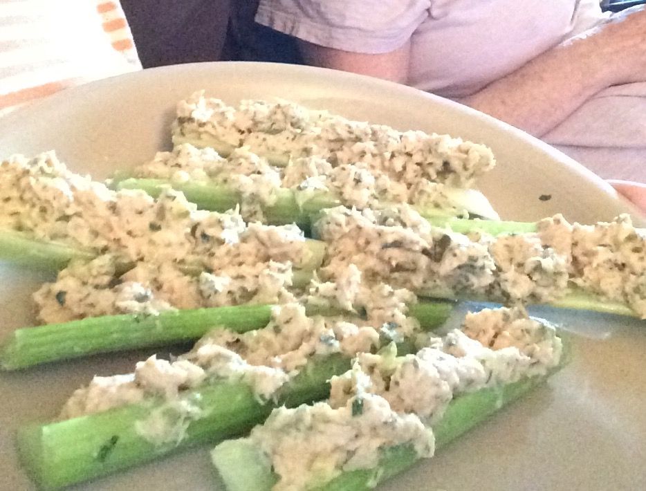 Tuna salad celery logs