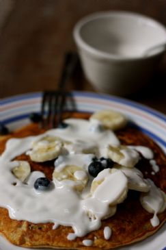 Single Serving Blueberry Pancake w/ Yogurt Maple Sauce