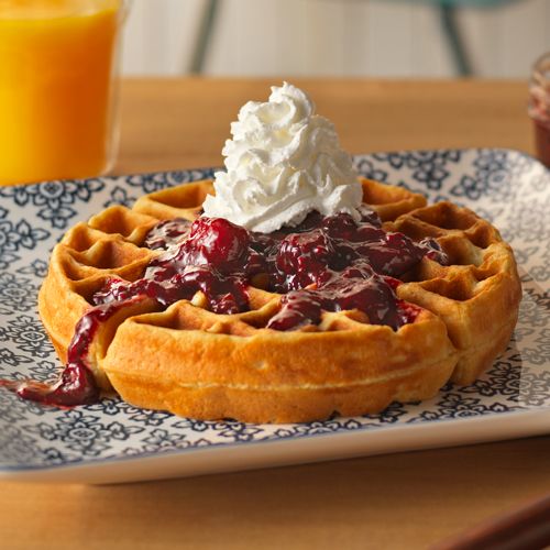 Buttermilk Waffles with Mixed Berry Sauce