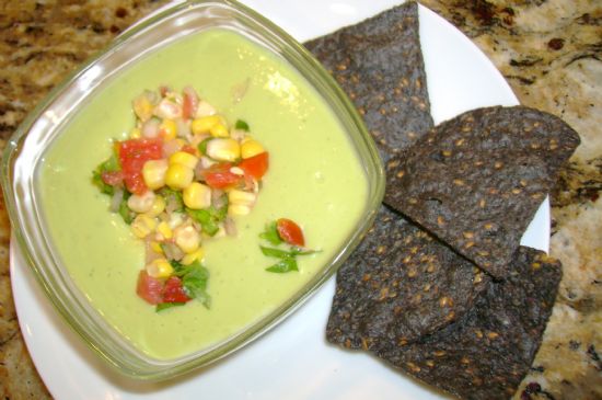 Chilled Avocado and Buttermilk Soup with Corn Salsa