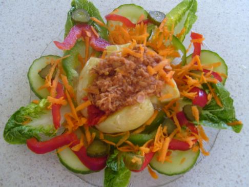 Potato Tuna and Salad Snack.