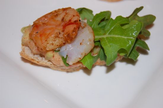 Cajun Shrimp Toasts with Arugula