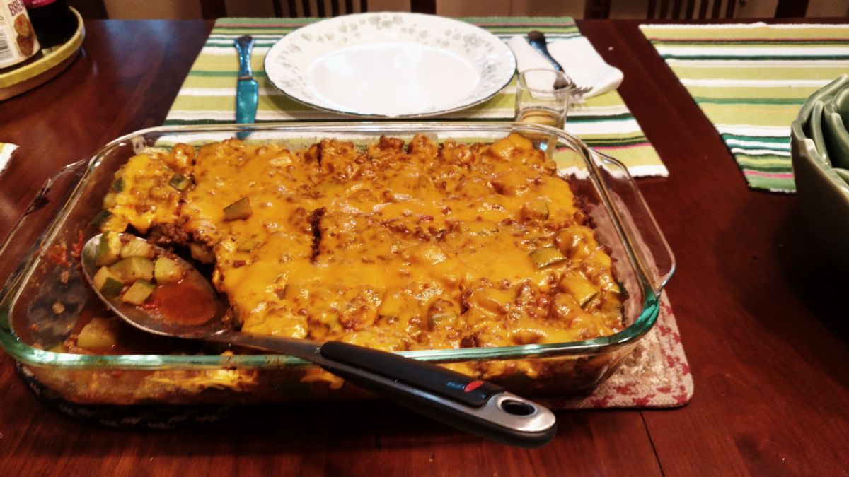 Zucchini Casserole with Ground Beef and Cheese
