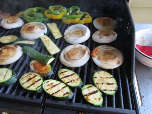 grilled vegetables - onions, peppers, zuchini