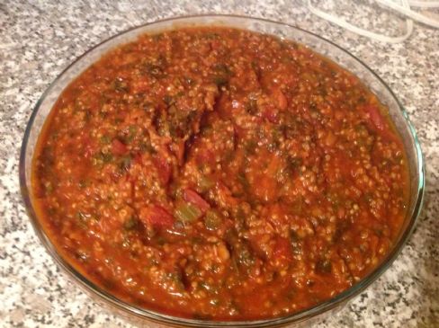 Quinoa Lentil Bolognese over spaghetti squash