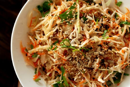 Crunchy Cabbage Salad with Orange-Tahini Dressing