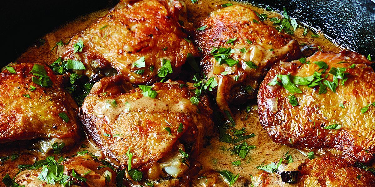 Whole30 Chicken Thighs with Creamy Mustard Sauce